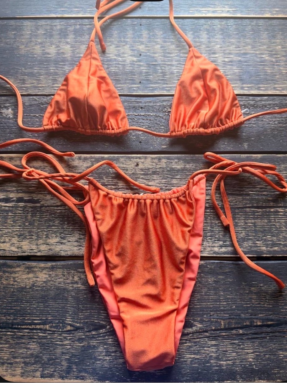 Adjustable Tie-Side Bikini Set in Vibrant Orange